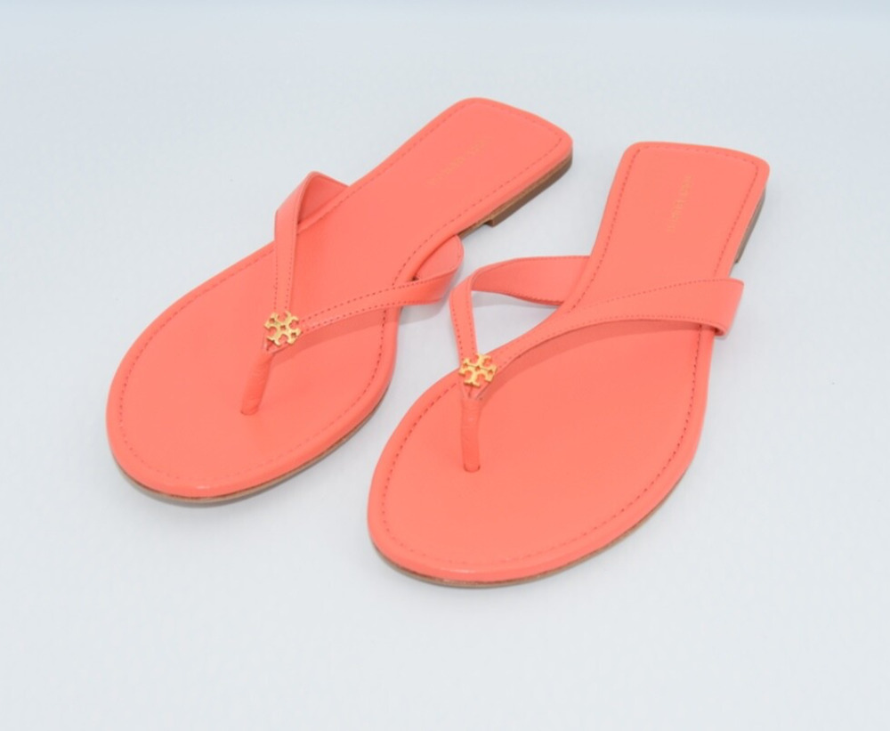 Tory Burch Leather Capri Medallion Classic Thong Flip Flop Sandals Size 9.5M